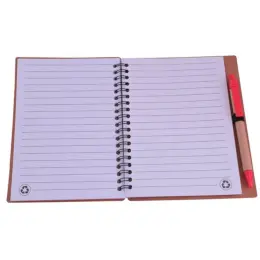 Recycle Notebook & Pen Red Open